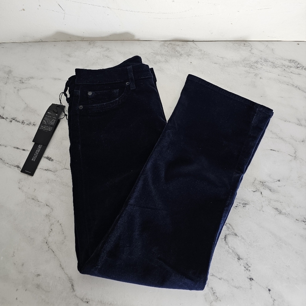 Hudson Jeans High Rise Brix Cropped Bootcut Flare Velvet Dark Blue Pant 30 NWT - Picture 4 of 9
